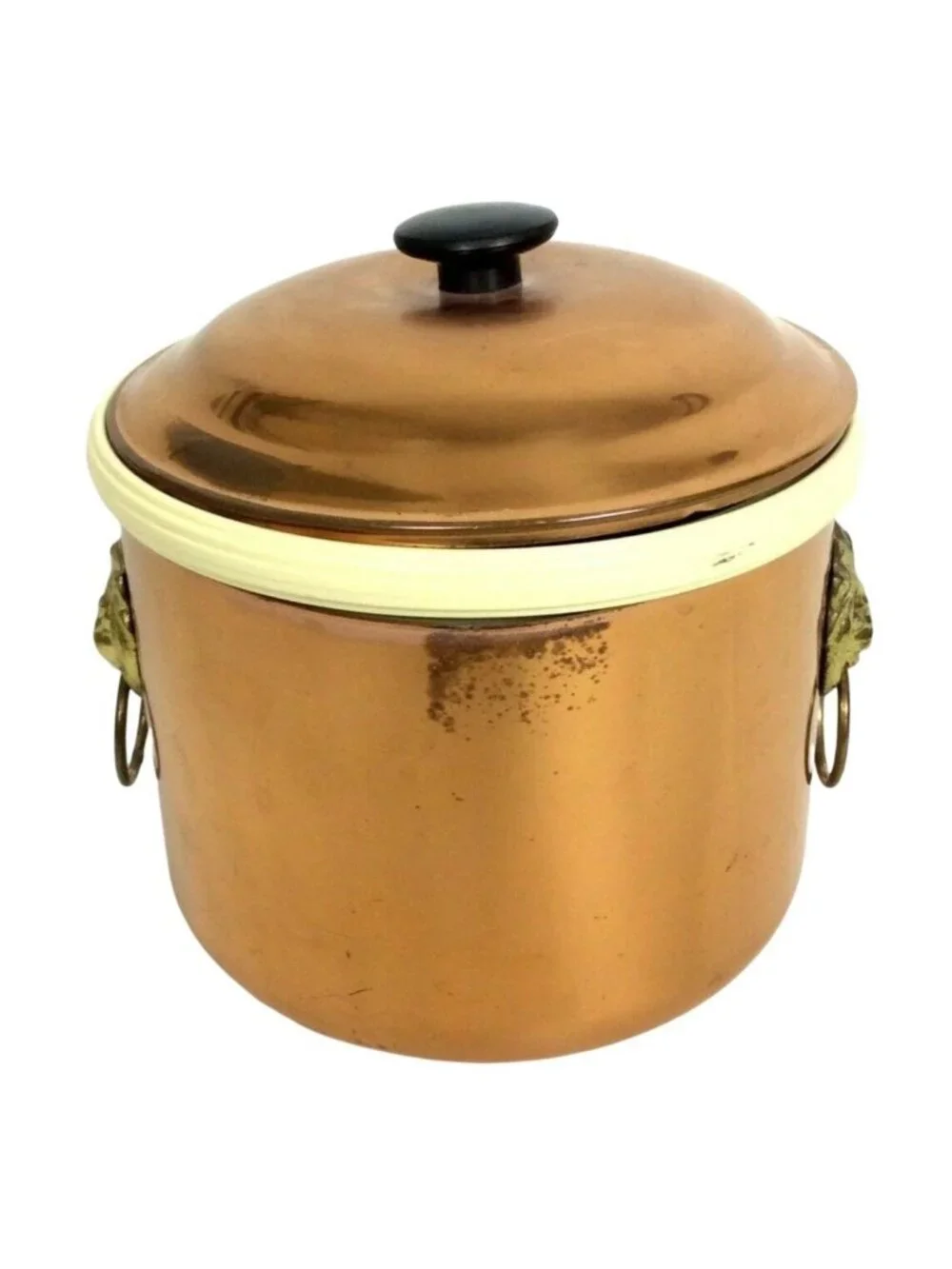 Vintage Coppercraft Copper Brass Ice Bucket With Lion Handles & Lid